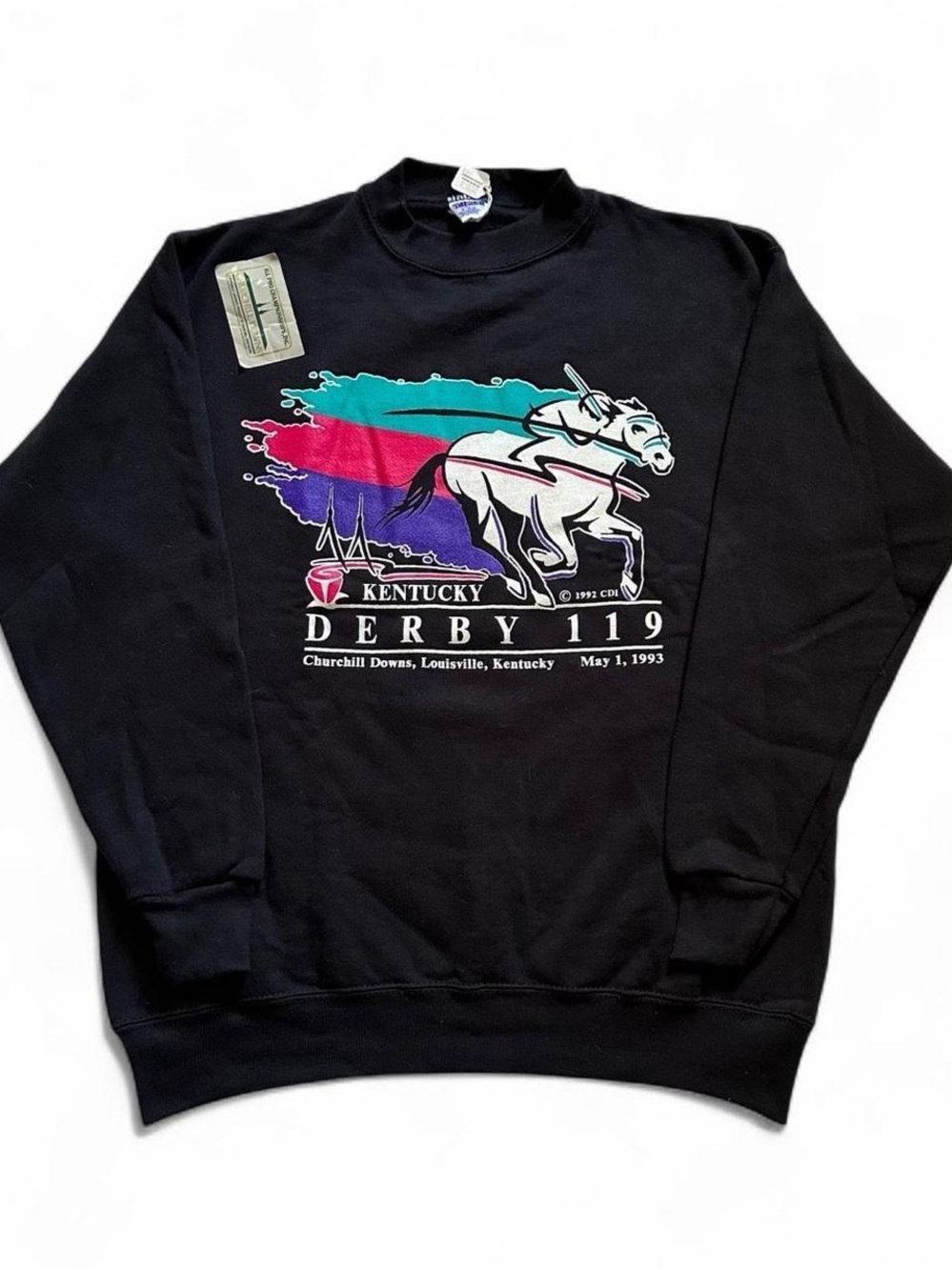 Vintage 1990s Kentucky Derby 119 Black Graphic Sweatshirt M